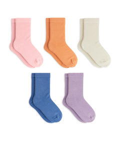 Cotton Socks Set Of 5 Pastel Hues