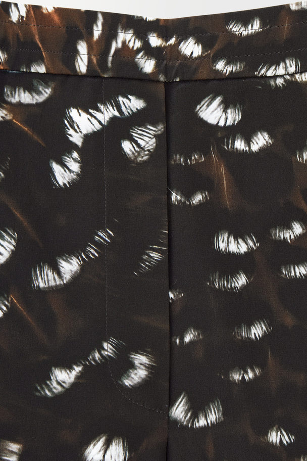 COS The Feather-print Silk Trousers Black / Feather Print