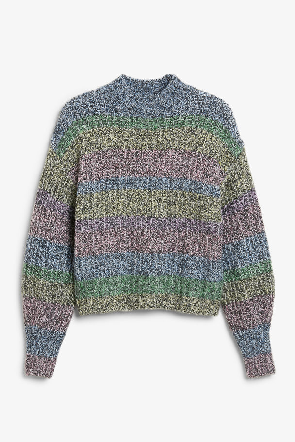 Monki Mock Neck Chunky Knit Sweater Over The Rainbow