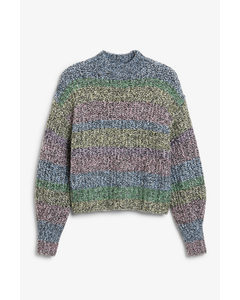 Mock Neck Chunky Knit Sweater Over The Rainbow
