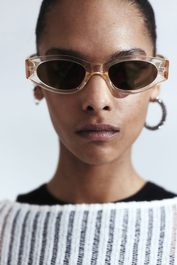 H&M Oval Sunglasses Transparent/light Beige