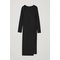 Asymmetric Knitted Wrap Dress Black