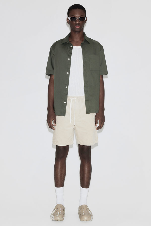 H&M Relaxed Fit Short-sleeved Shirt Dark Green