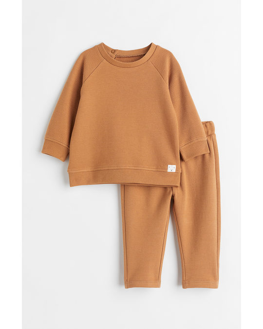 H&M 2-piece Sweatshirt Set Brown