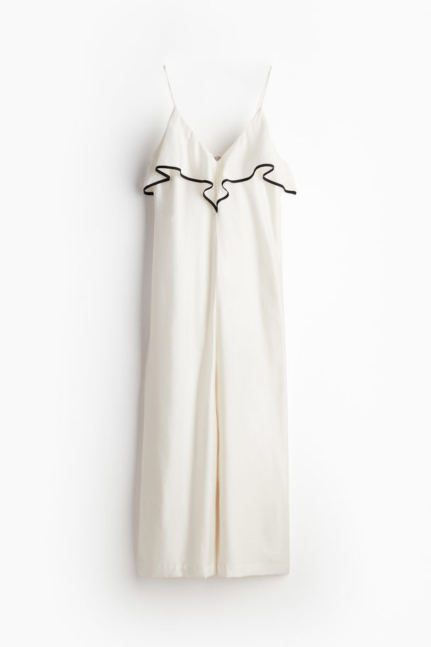 H&M Jumpsuit Med Flæsekant Hvid