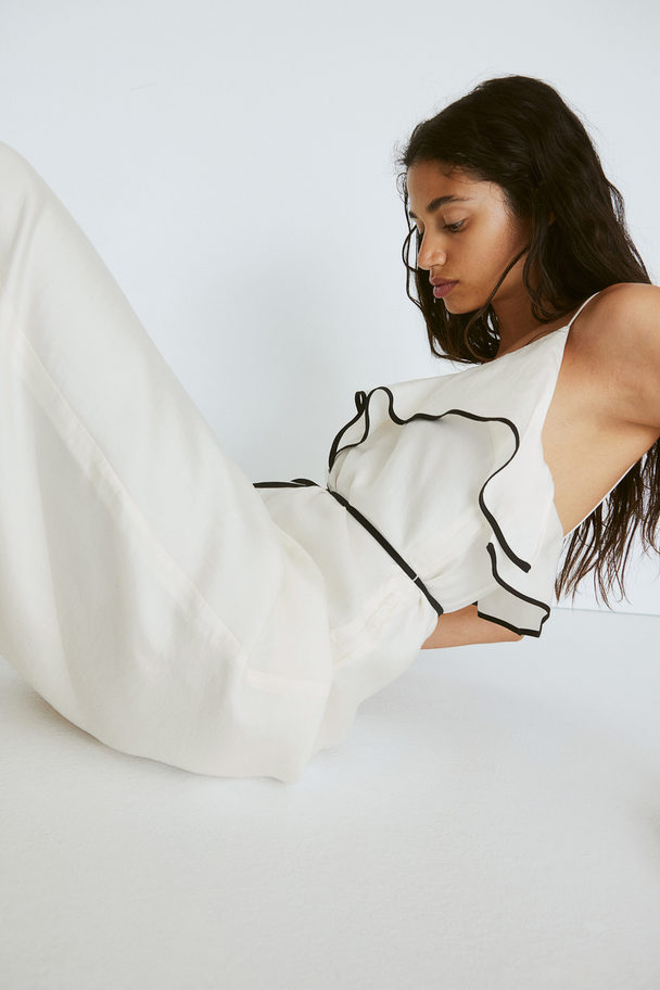 H&M Flounce-trimmed Jumpsuit White