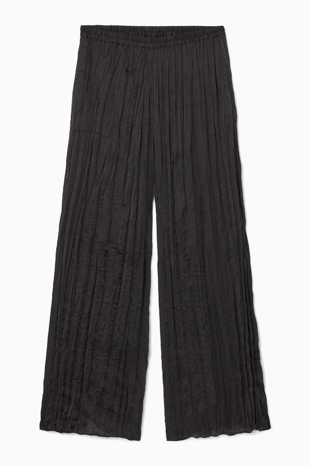 COS Crinkled Plissé Trousers Black