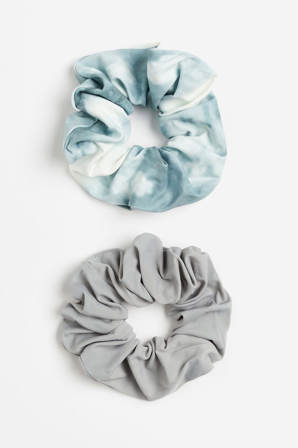 H&M 2-pack Scrunchies Turquoise/tie-dye