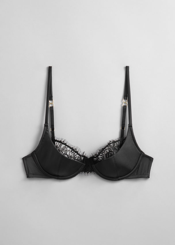 & Other Stories Padded Underwire Lace Bra Black