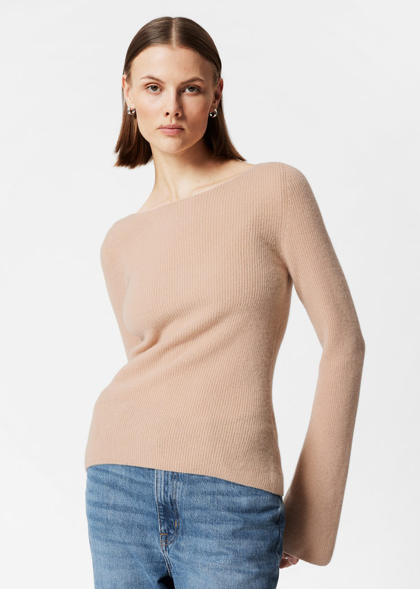 & Other Stories Bell Sleeve Cashmere Jumper Peach