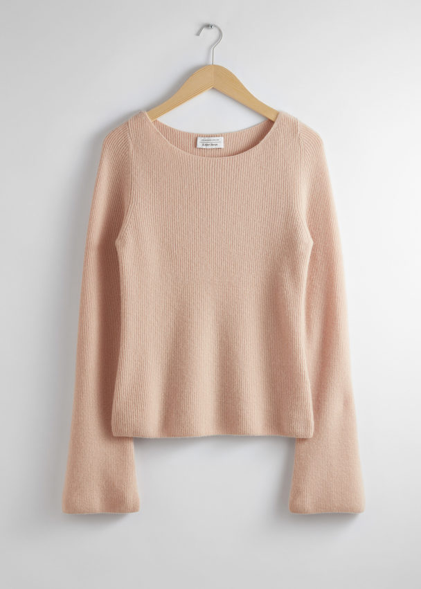 & Other Stories Bell Sleeve Cashmere Jumper Peach