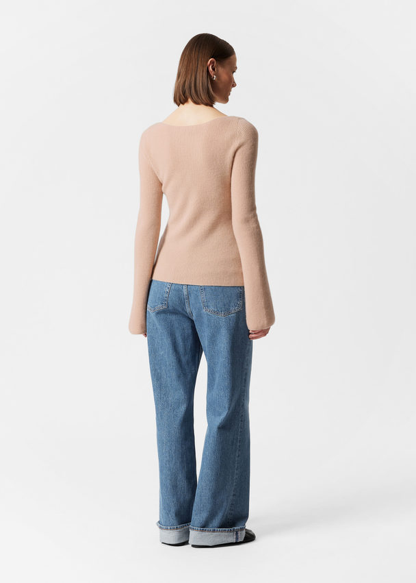 & Other Stories Bell Sleeve Cashmere Jumper Peach