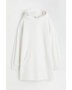Hooded Sweatshirt Dress White
