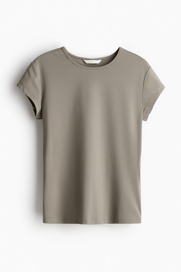 H&M Figurbetontes T-Shirt Greige