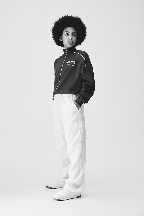 H&M Linen-blend Parachute Trousers White