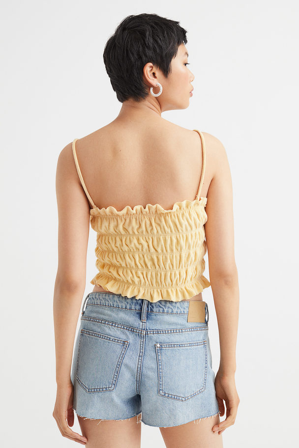 H&M Smocked Terry Top Light Yellow