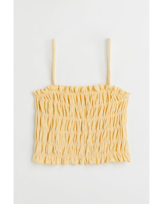 H&M Smocked Terry Top Light Yellow
