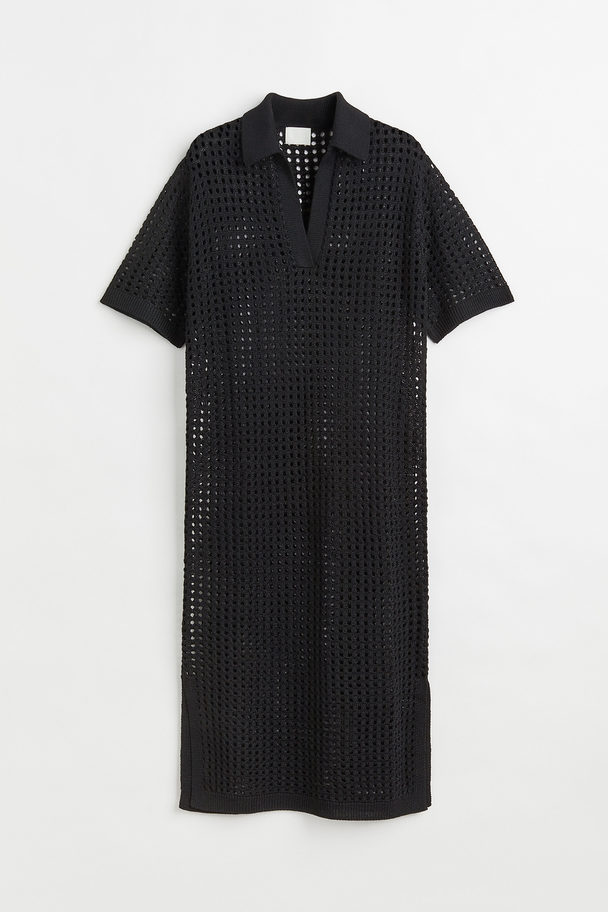 H&M Pointelle-knit Dress Black
