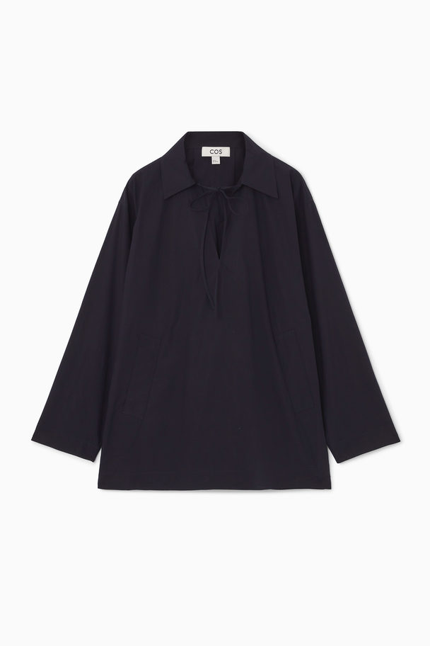 COS Tie-front V-neck Blouse Navy