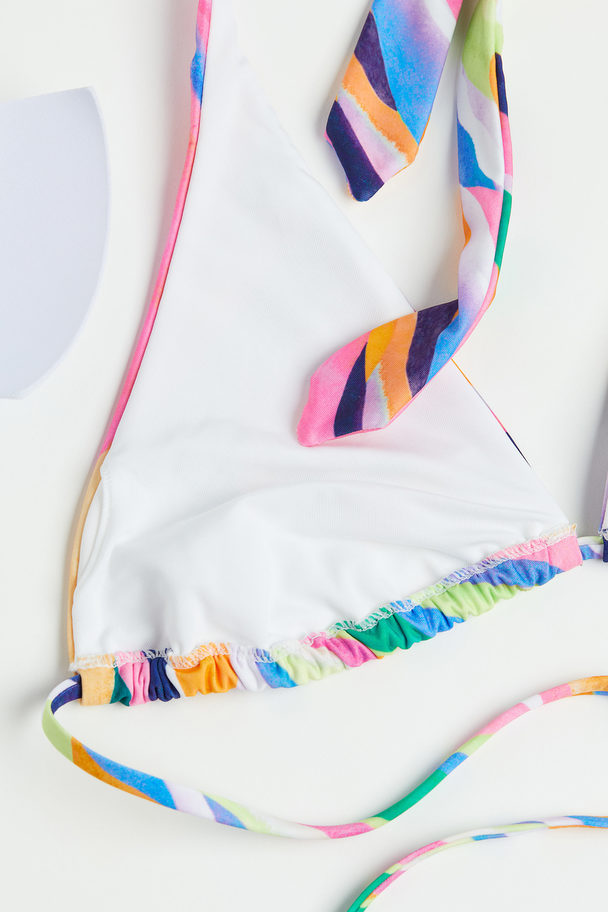 H&M Padded Triangle Bikini Top Pink/patterned
