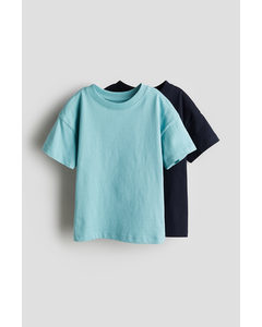 Set Van 2 Oversized T-shirts Turkoois/donkerblauw