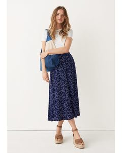 Buttoned Midi Skirt Blue Dots