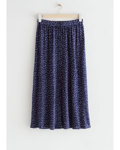 Buttoned Midi Skirt Blue Dots