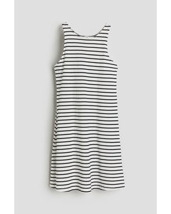 Sleeveless Jersey Dress White/black Striped