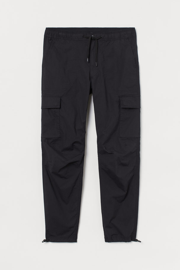 H&M Cargo Trousers Regular Fit Black