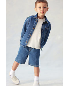 Knielange Jeansshorts Denimblau