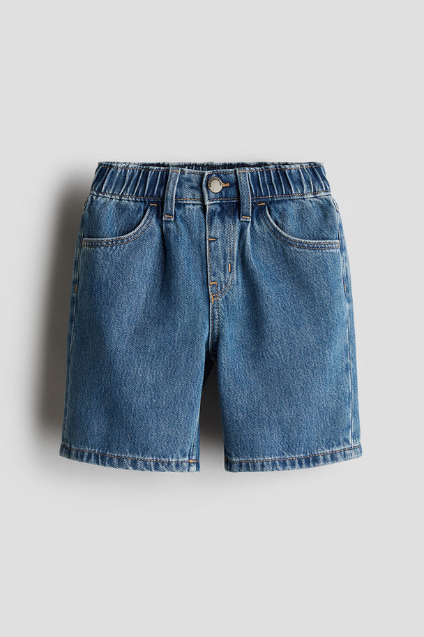 H&M Knielange Jeansshorts Denimblau