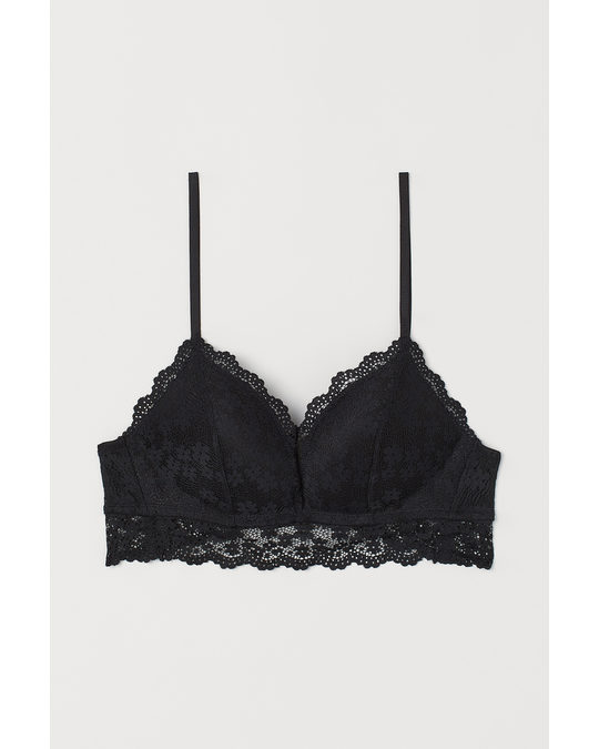 H&M Non-wired Lace Push-up Bra Black