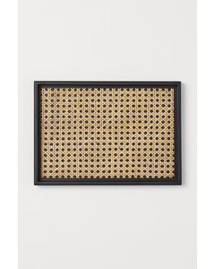 Tray With Rattan Black
