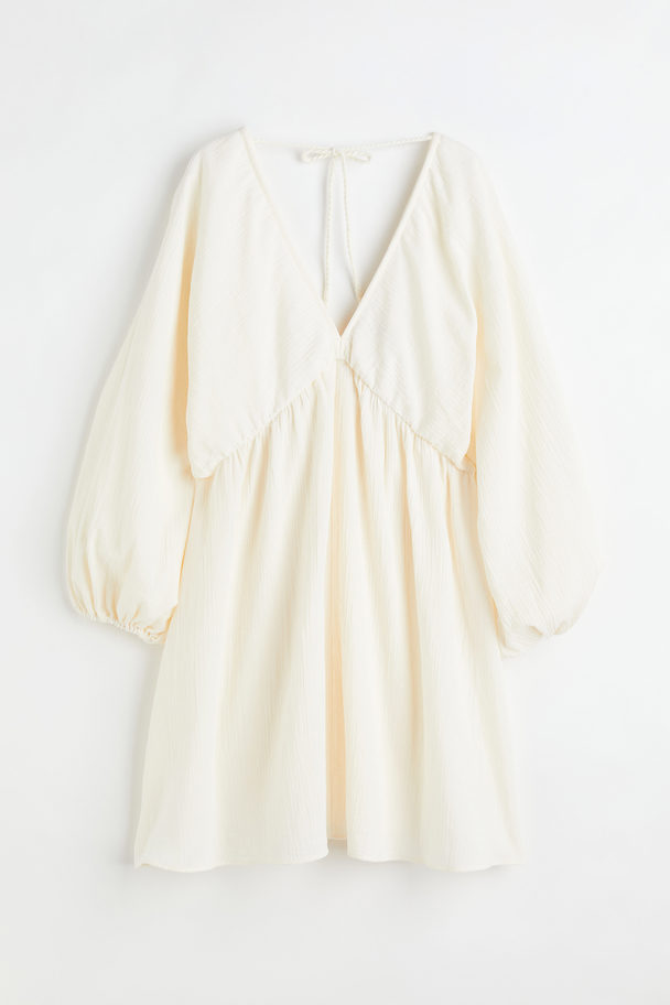 H&M Balloon-sleeved Dress Cream