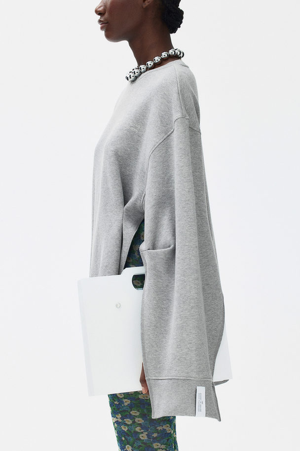 H&M Oversized Gathered-detail Sweatshirt Grey Marl