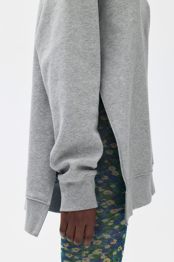 H&M Oversized Gathered-detail Sweatshirt Grey Marl