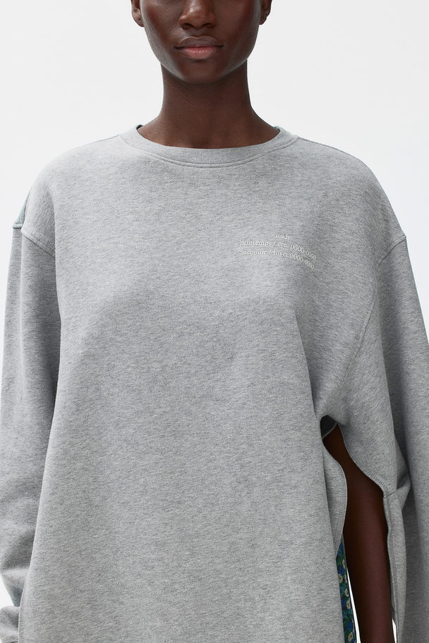 H&M Oversized Gathered-detail Sweatshirt Grey Marl