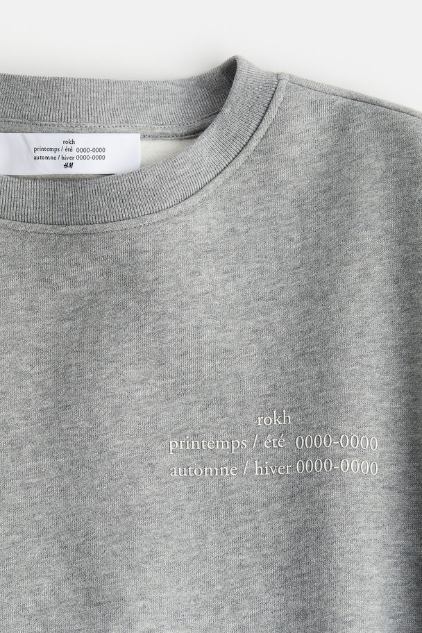 H&M Oversized Gathered-detail Sweatshirt Grey Marl