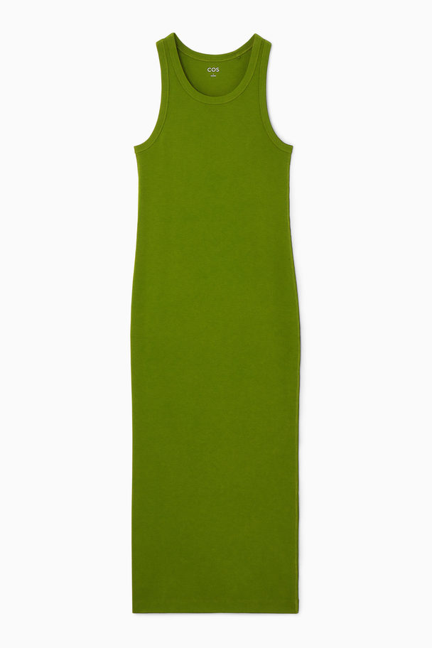 COS Ribbed Tube Dress Olive Green