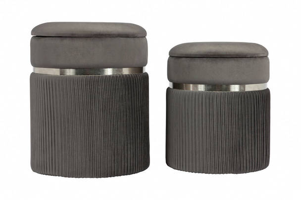 360Living Stool Zora 325 2er-set Grey / Silver