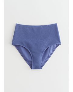 Strukturierte High-Waist-Bikinihose Blau