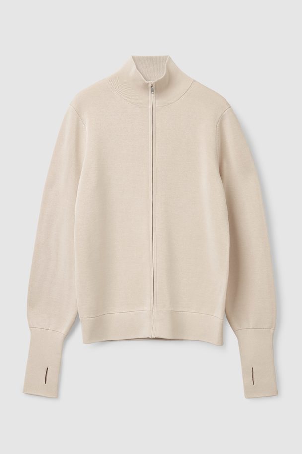 COS Zip-up Knitted Jacket Cream