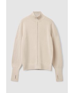 Zip-up Knitted Jacket Cream