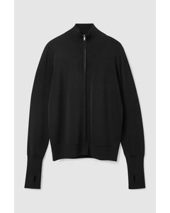 Zip-up Knitted Jacket Black