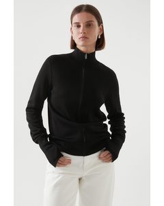 Zip-up Knitted Jacket Black