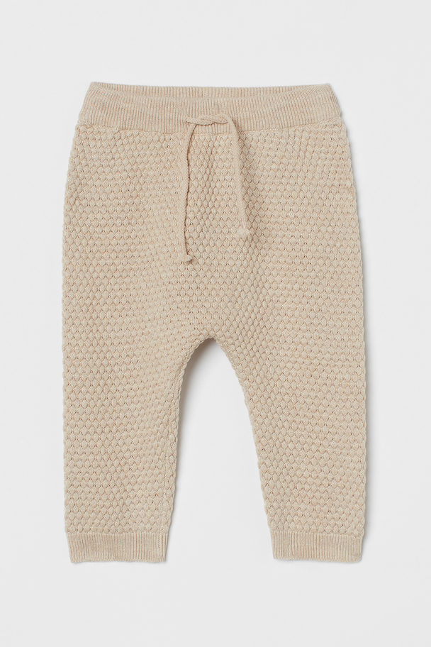 H&M Textured-knit Trousers Beige