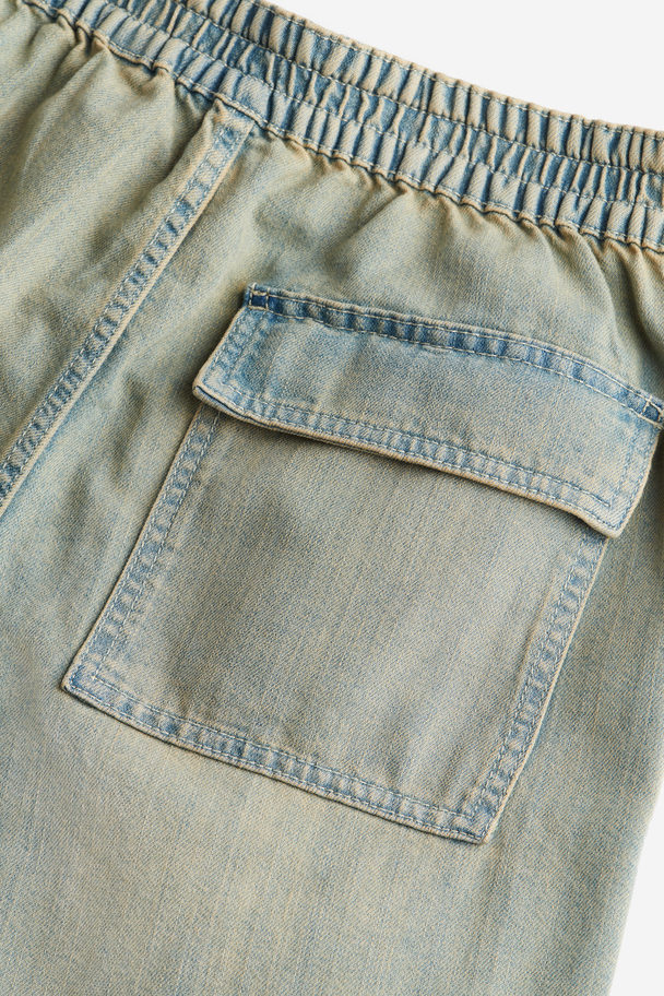 H&M Denim Parachute Trousers Beige/washed