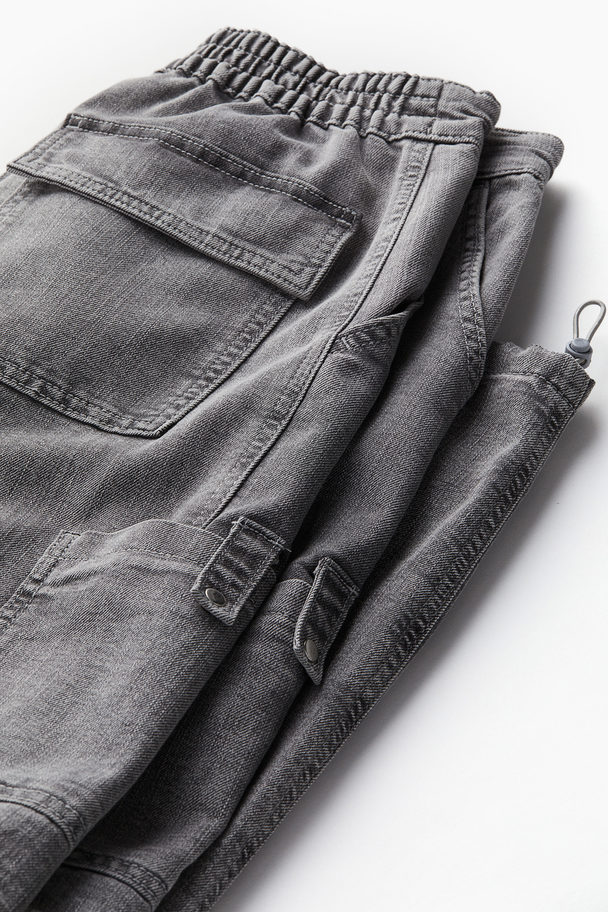 H&M Denim Parachute Trousers Light Grey