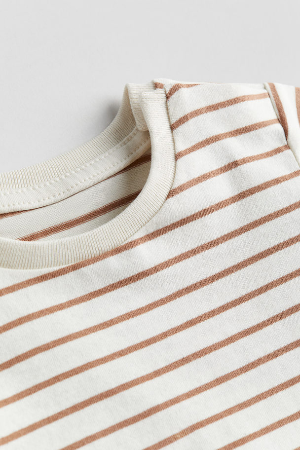 H&M 2-piece Cotton Set Light Beige/striped