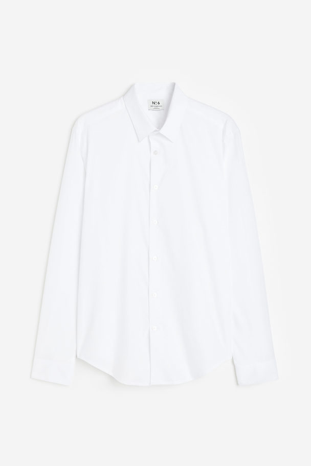 H&M Baumwollhemd in Slim Fit Weiß